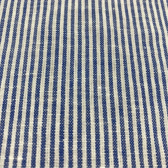 NEW Cynthia Rowley Linen Blend Fringe Sleeve Striped Nautical Blouse Sz 2X Blue - Picture 4 of 7
